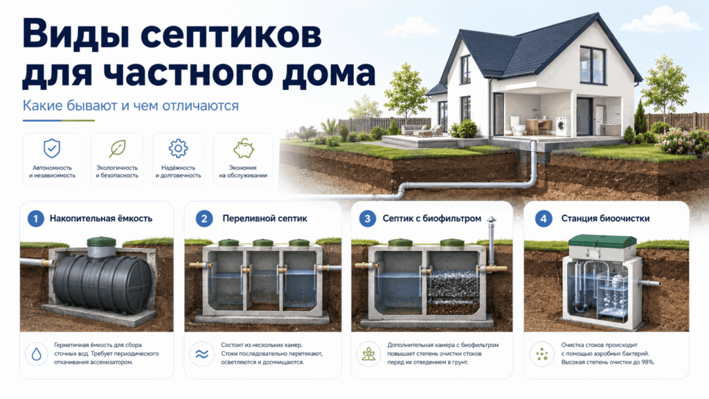 Виды септиков для частного дома: какие бывают и чем отличаются